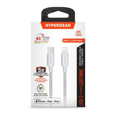 HyperGear 4 ft. (120cm) USB-C to Lightning Braided Charge and Sync Cable