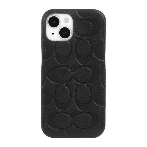 iPhone 15/14/13 Coach Leather Slim Wrap Signature C Case - Black Emboss